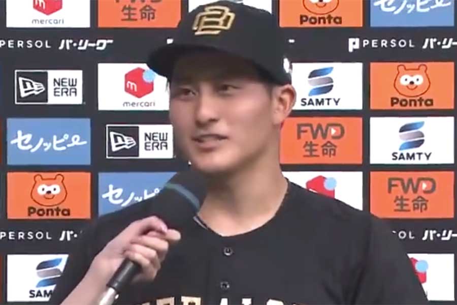 お立ち台で入籍発表したオリックス・高島泰都【画像：パーソル パ・リーグTV】