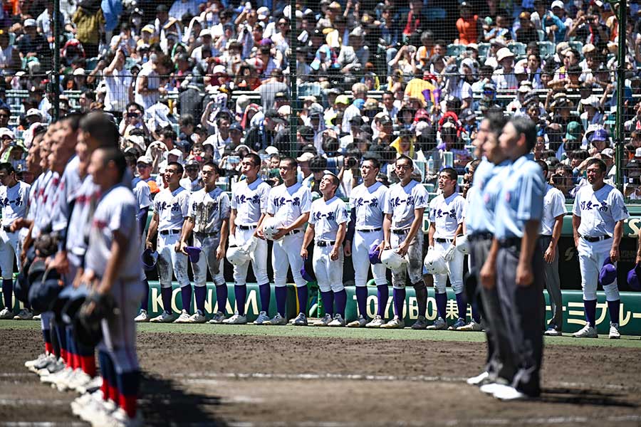 京都国際に敗れた関東一ナイン【写真：中戸川知世】