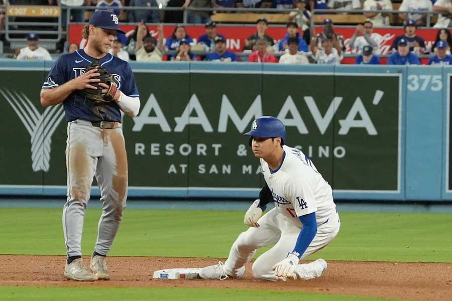 40盗塁を決めたドジャース・大谷翔平【写真：松本洸】