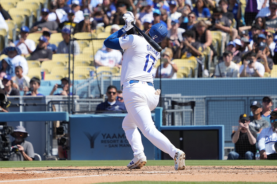 死球を受けたドジャース・大谷翔平【写真：松本洸】