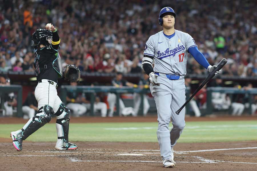 3回の第2打席で空振り三振に倒れたドジャース・大谷翔平【写真：Getty Images】