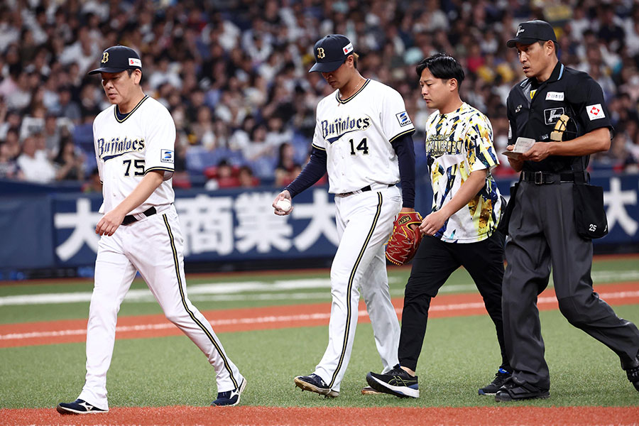 緊急降板したオリックス・宇田川優希【写真：栗木一考】