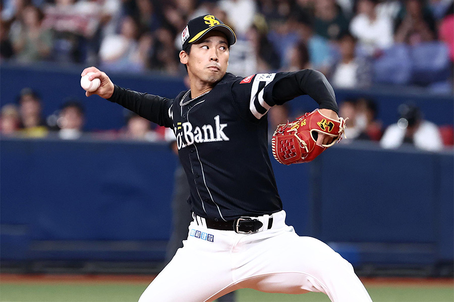 オリックス戦に出場したソフトバンク・尾形崇斗【写真：栗木一考】