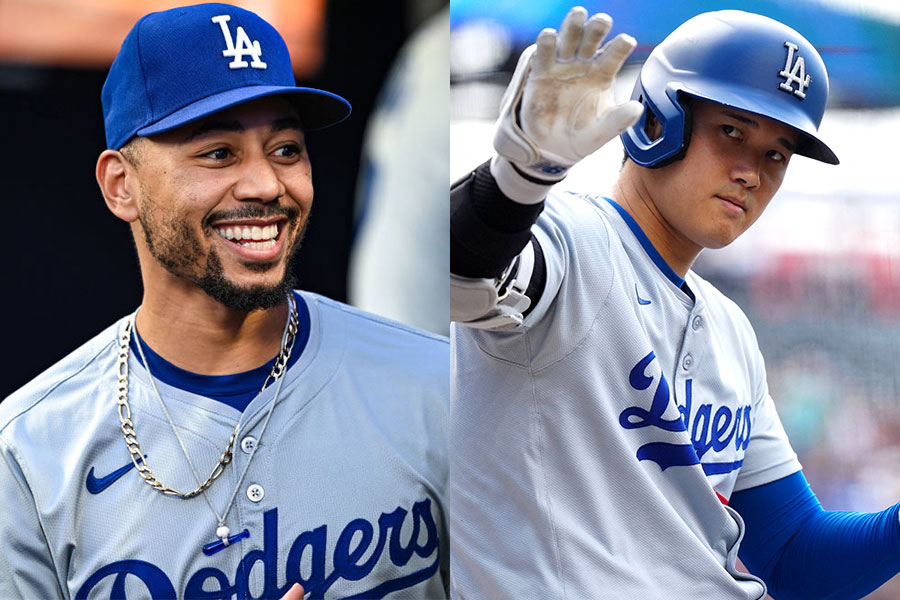 ドジャースのムーキー・ベッツ（左）と大谷翔平【写真：Getty Images、ロイター】