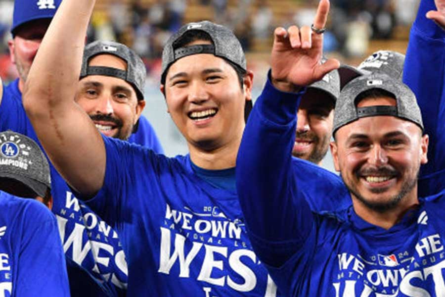 地区優勝に歓喜するドジャース・大谷翔平【写真：Getty Images】