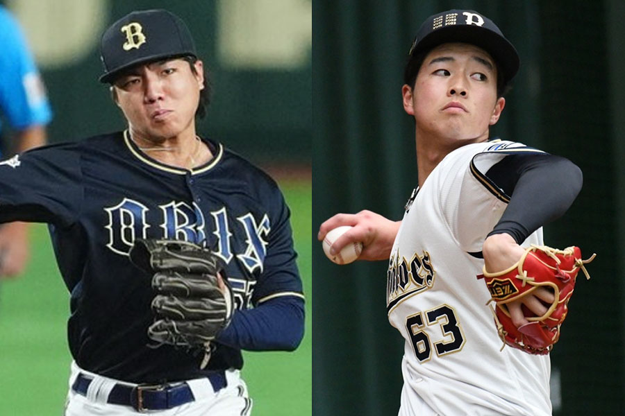 オリックス・宜保翔（左）と河内康介【写真：小林靖、北野正樹】