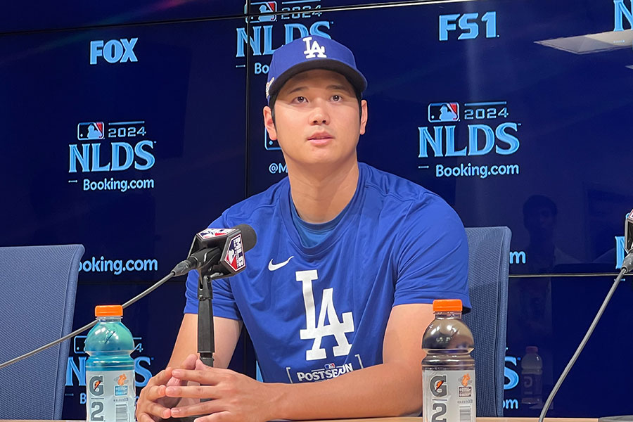 会見に出席したドジャース・大谷翔平【写真：小谷真弥】