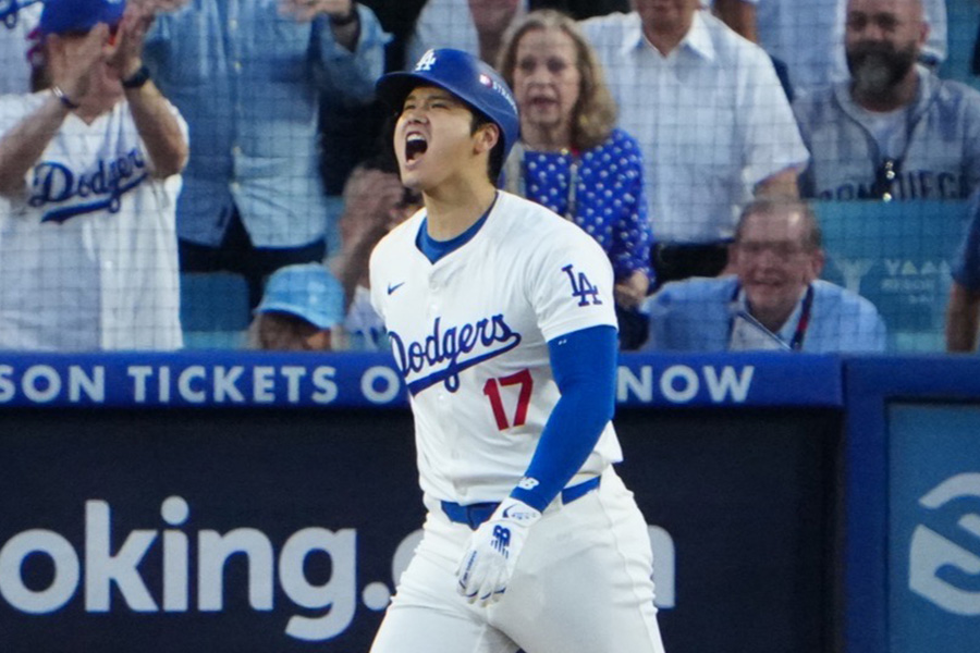 同点3ランを放ったドジャース・大谷翔平【写真：荒川祐史】