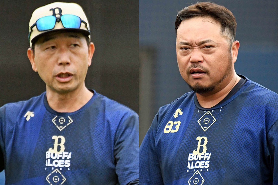 オリックスから退団する中垣征一郎巡回ヘッドコーチ（左）と小谷野栄一打撃コーチ【写真：北野正樹】