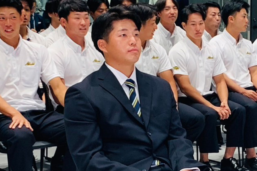 ヤクルトから1位指名を受けた愛工大・中村優斗【写真：真田一平】