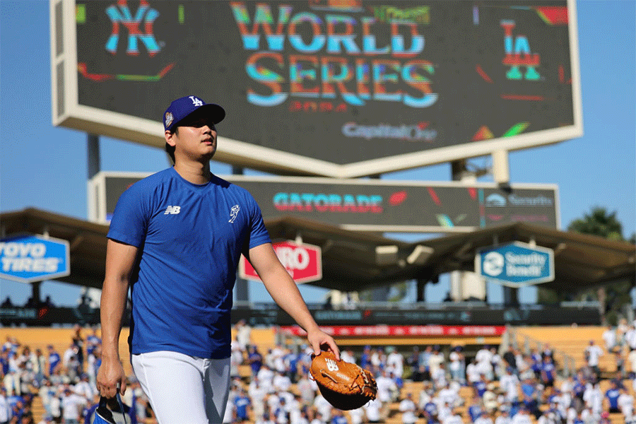 試合前に練習を行ったドジャース・大谷翔平【写真：Getty Images】