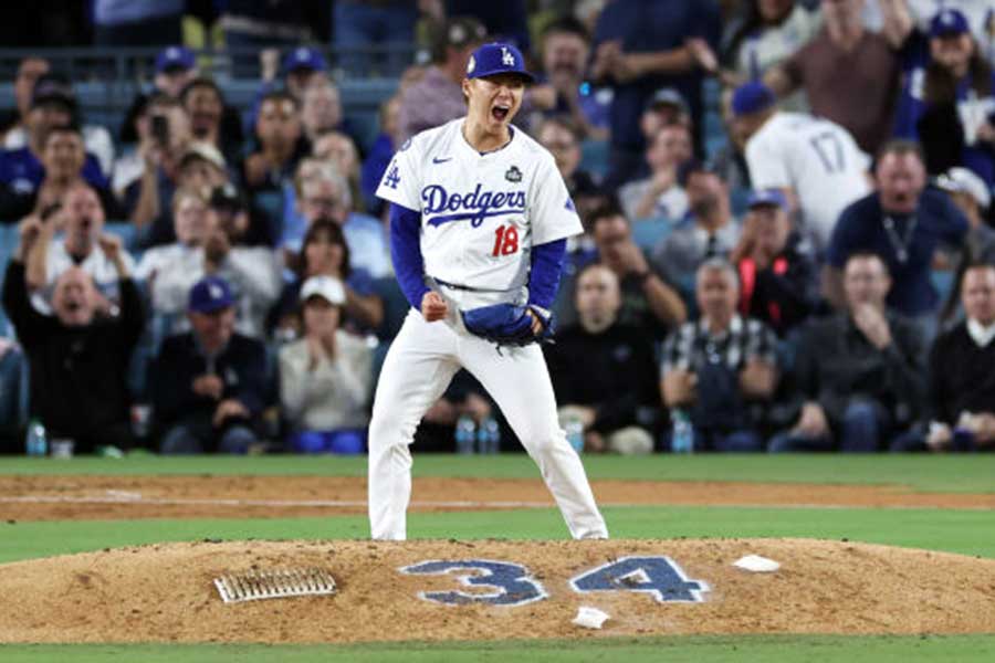 ヤンキース戦に先発したドジャース・山本由伸【写真：Getty Images】