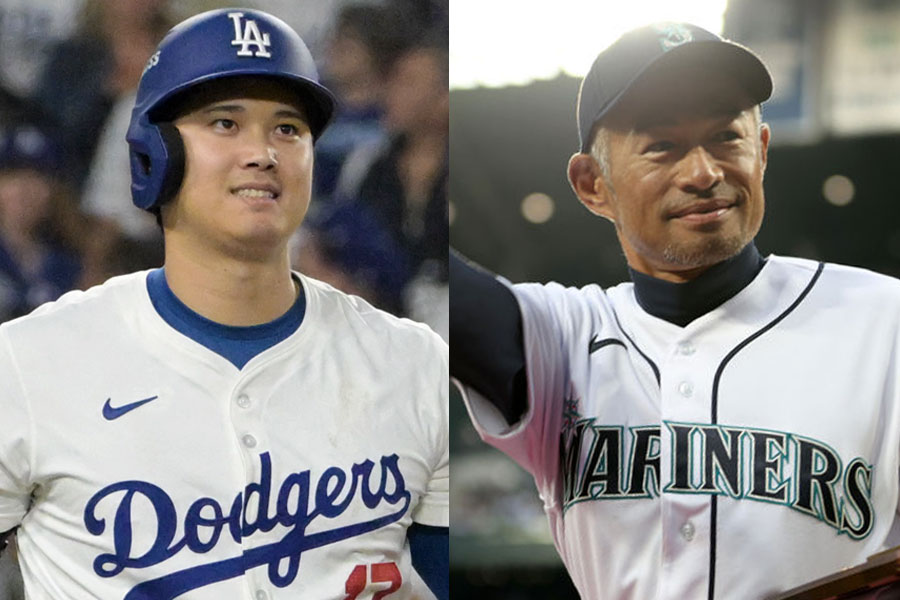 ドジャース・大谷翔平（左）とイチロー氏【写真：ロイター、Getty Images】