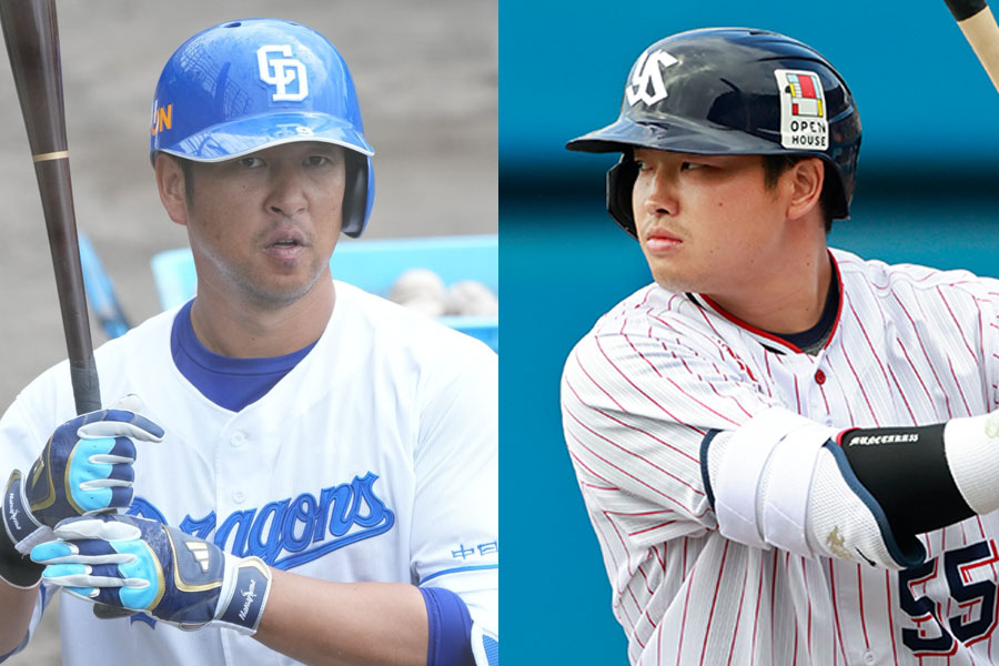 中日時代の中島宏之（左）とヤクルト・村上宗隆【写真：小林靖、小池義弘】