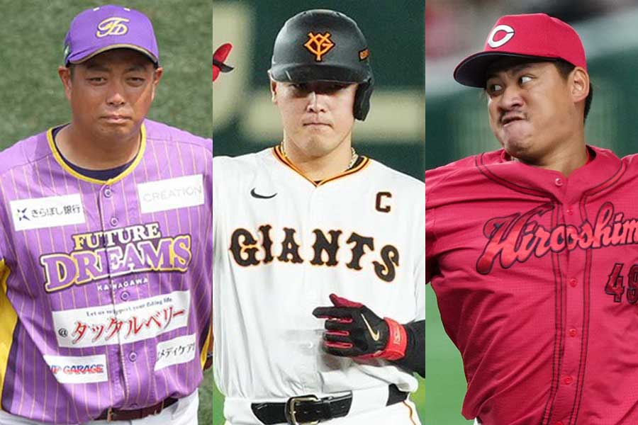 2014年ドラフト組の高木勇人、岡本和真、戸根千明（左から）【写真：町田利衣、小林靖、矢口亨】