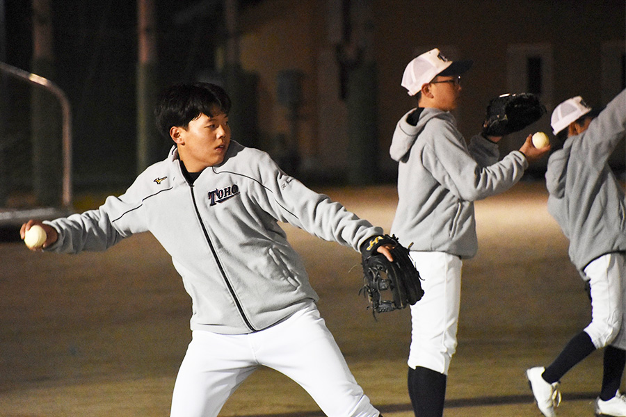 岩手・東朋中軟式野球部の練習の様子【写真：川浪康太郎】