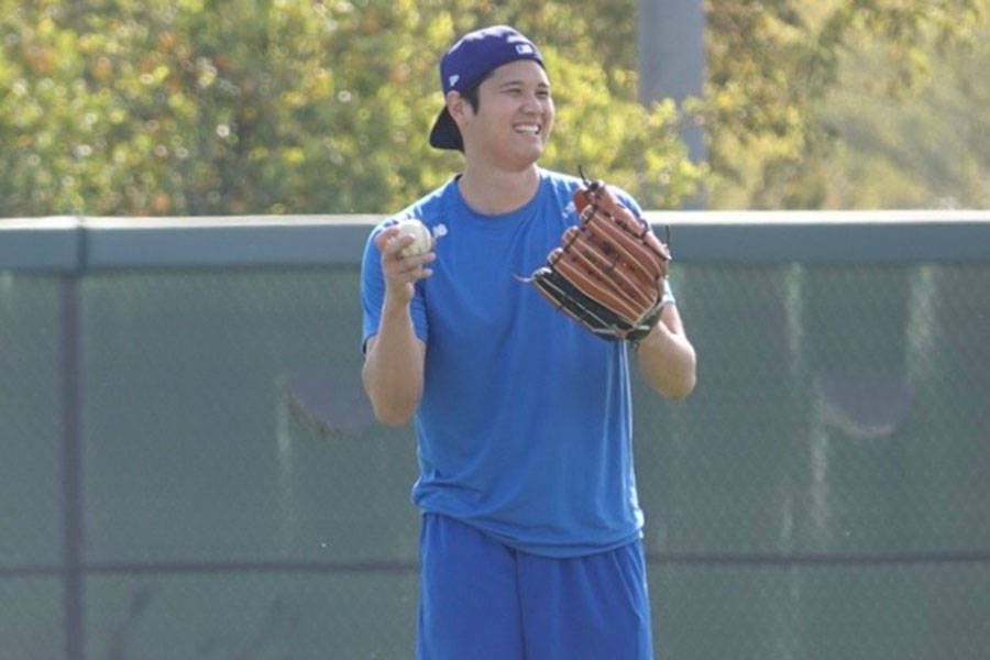 自主トレを行ったドジャース・大谷翔平【写真：小谷真弥】