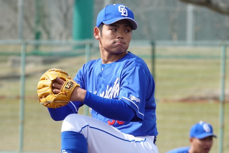 紅白戦に登板した中日・根尾昂【写真：木村竜也】