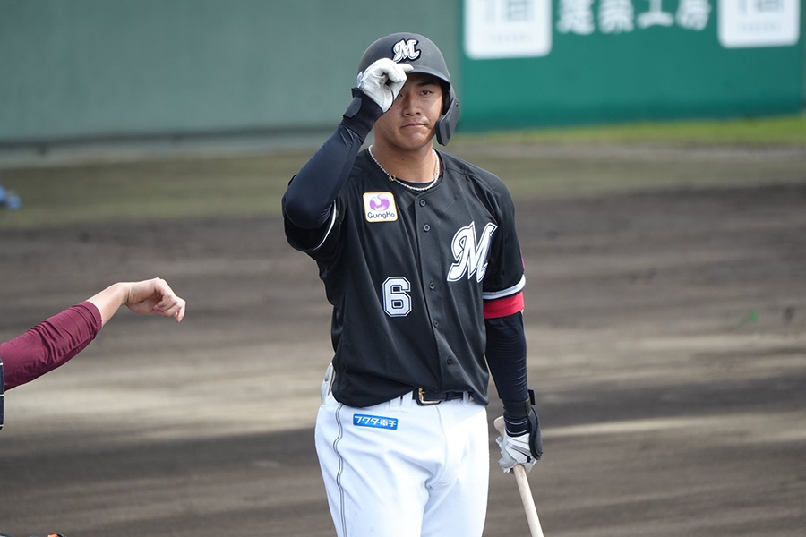 楽天モンキーズ戦に出場したロッテ・西川史礁【写真：町田利衣】