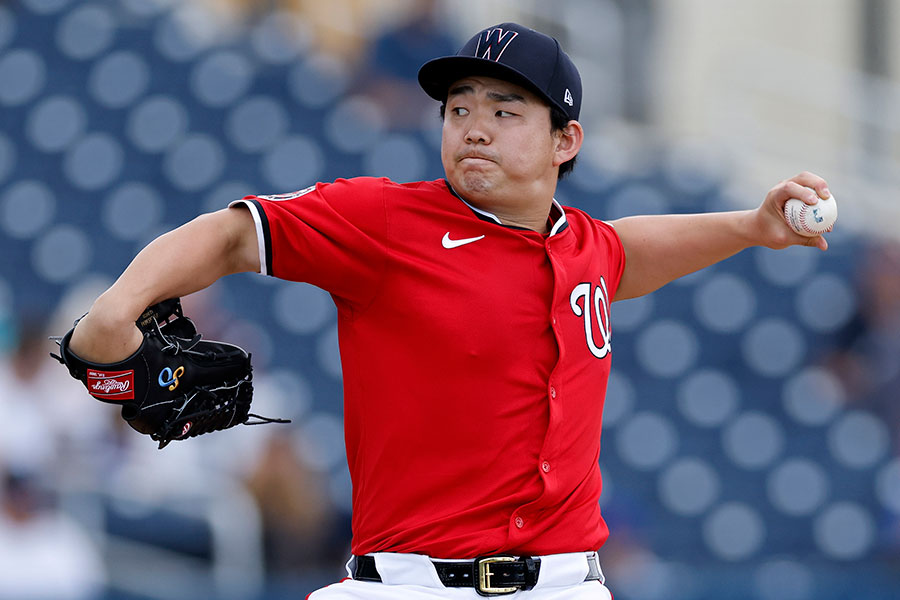 メッツとのオープン戦に登板したナショナルズ・小笠原慎之介【写真：Getty Images】