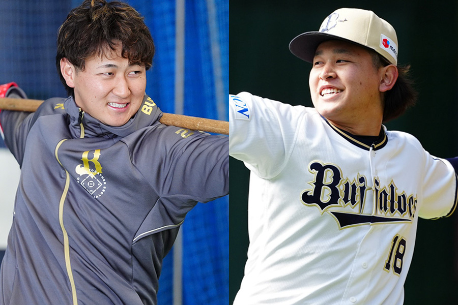 オリックス・紅林弘太郎（左）と宮城大弥【写真：小林靖】