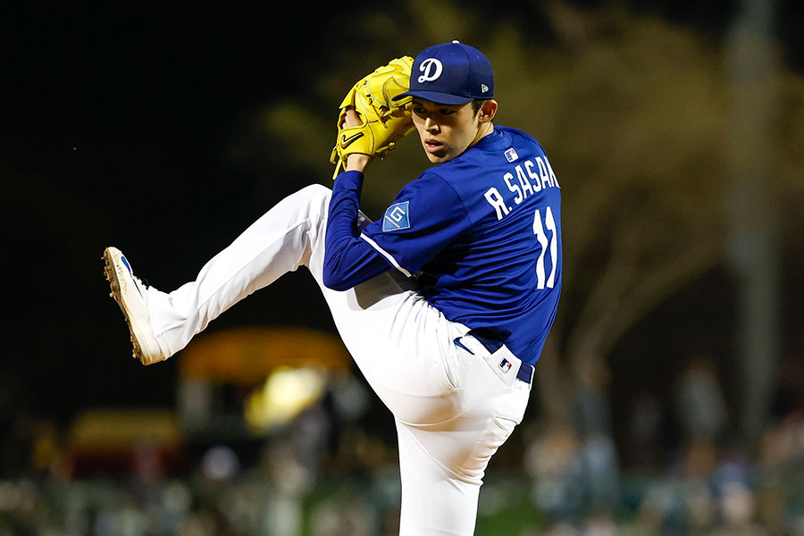 OP戦に初登板したドジャース・佐々木朗希【写真：Getty Images】