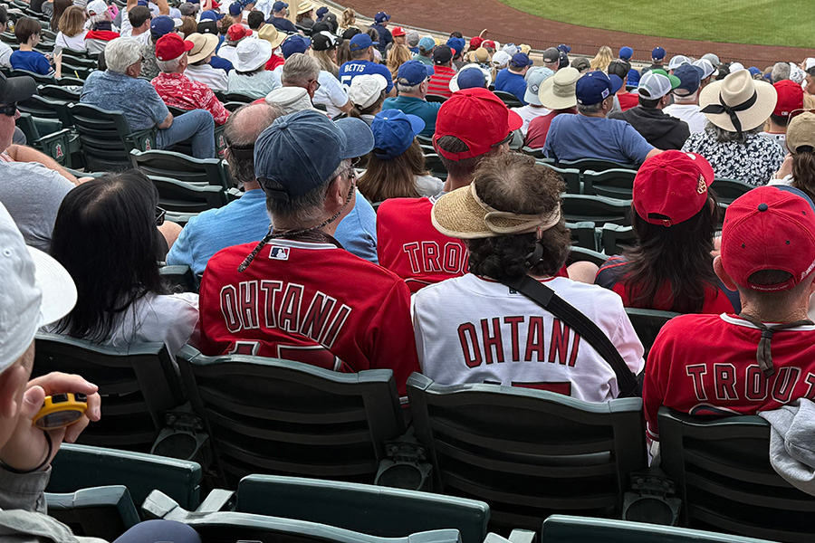 エンゼルス時代の大谷翔平ユニホームを着て観戦するファン【写真：小谷真弥】