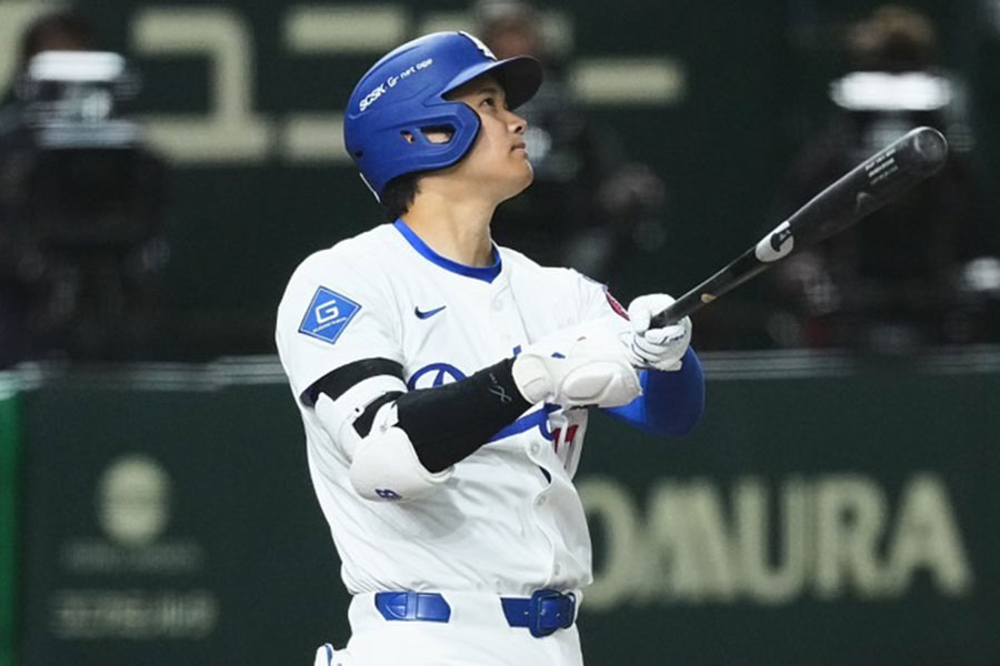 巨人戦で本塁打を放ったドジャース・大谷翔平【写真：荒川祐史】