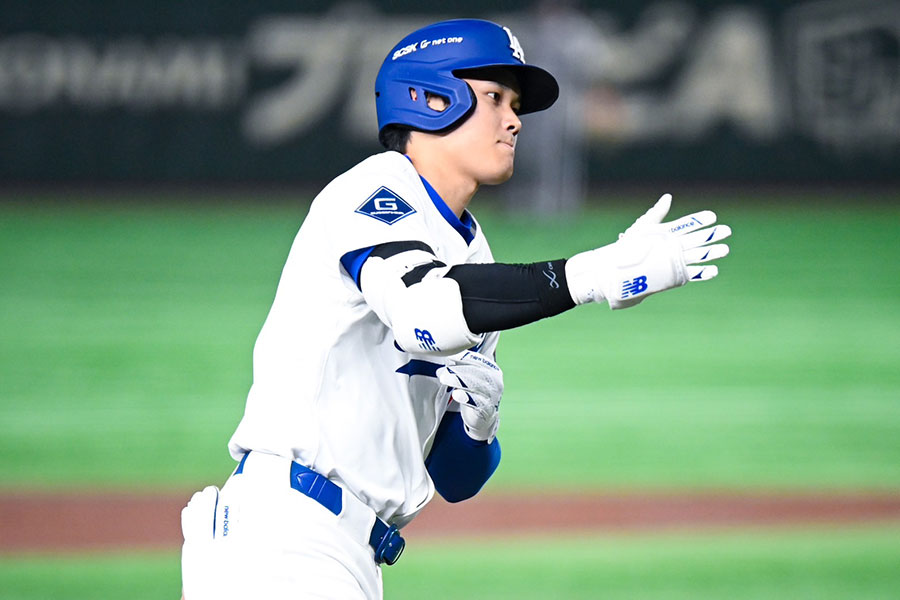 巨人戦でHRを放ったドジャース・大谷翔平【写真：THE ANSWER／中戸川知世】