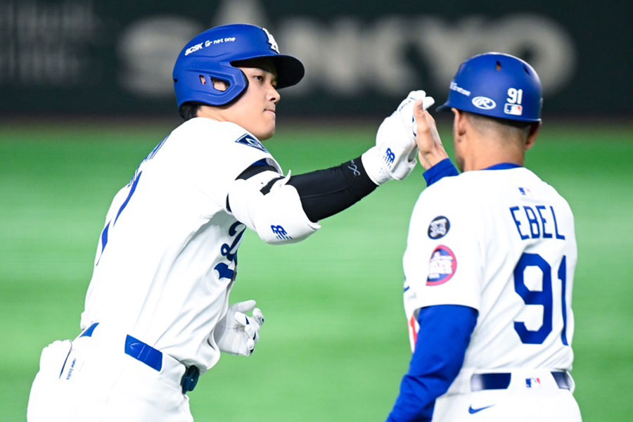 巨人戦で本塁打を放ったドジャース・大谷翔平【写真：THE ANSWER／中戸川知世】