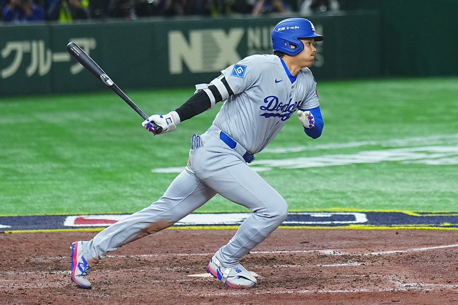 二塁打を放ったドジャース・大谷翔平【写真：荒川祐史】