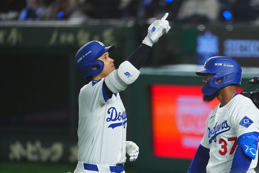 本塁打を放ったドジャース・大谷翔平【写真：荒川祐史】