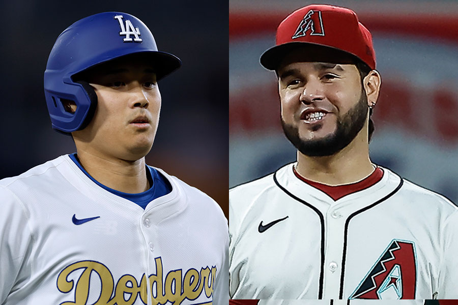 ドジャース・大谷翔平（左）とDバックスのエウヘニオ・スアレス【写真：Getty Images】