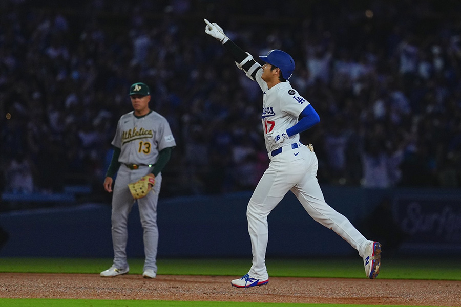 アスレチックス戦で本塁打を放ったドジャース・大谷翔平【写真：荒川祐史】