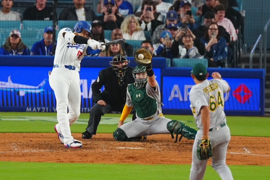 アスレチックス戦に出場したドジャース・大谷翔平【写真：荒川祐史】