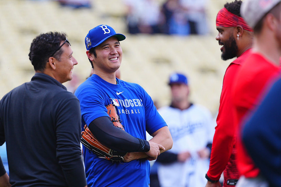 エンゼルスナインと再会したドジャース・大谷翔平【写真:荒川祐史】