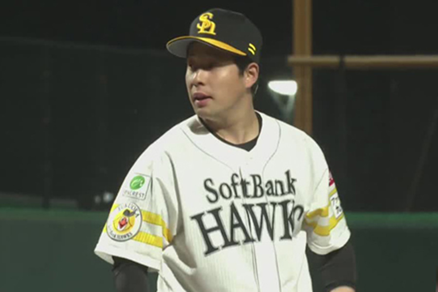 9回に登板したソフトバンク・大江竜聖【画像：パーソル パ・リーグTV】