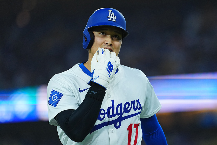 エンゼルス戦に出場したドジャース・大谷翔平【写真：荒川祐史】