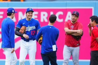 写真27枚】大谷翔平が菊池雄星との再会で見せた