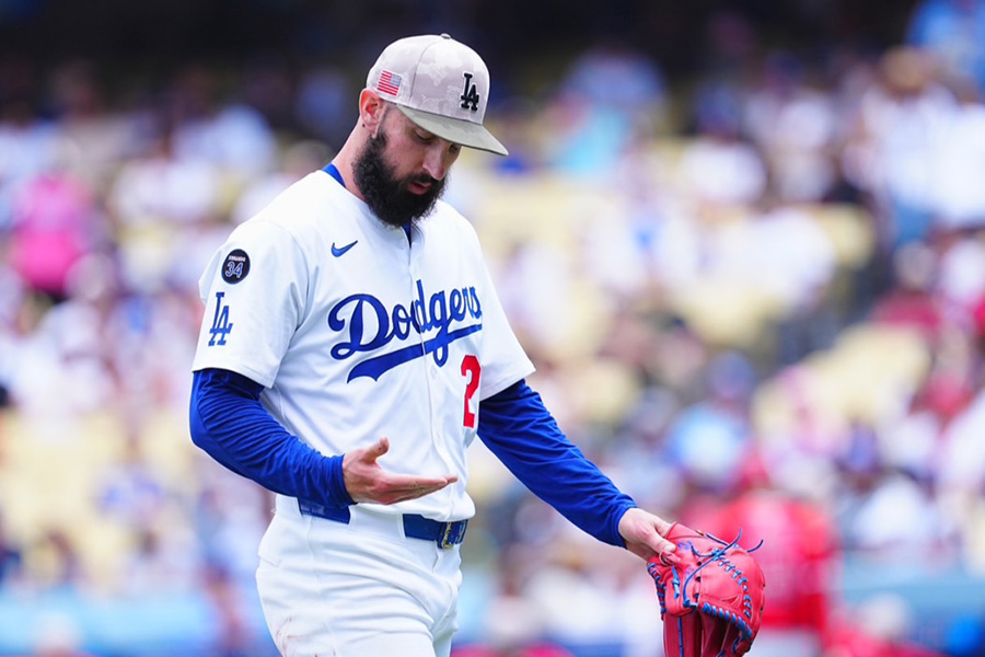 エンゼルス戦に先発したドジャースのトニー・ゴンソリン【写真:荒川祐史】
