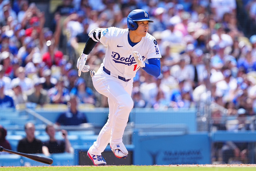 エンゼルス戦に出場したドジャース・大谷翔平【写真：荒川祐史】