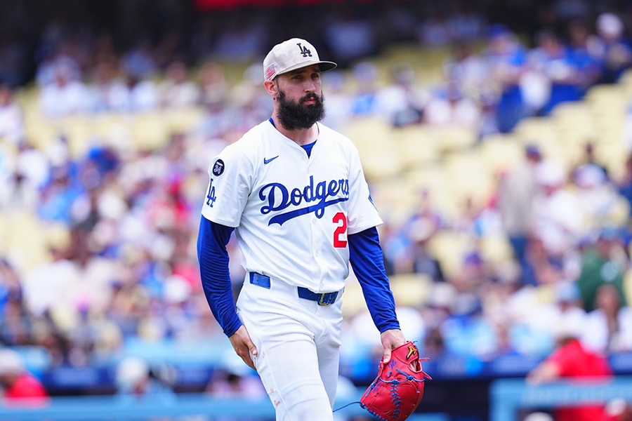 エンゼルス戦に先発したドジャースのトニー・ゴンソリン【写真：荒川祐史】