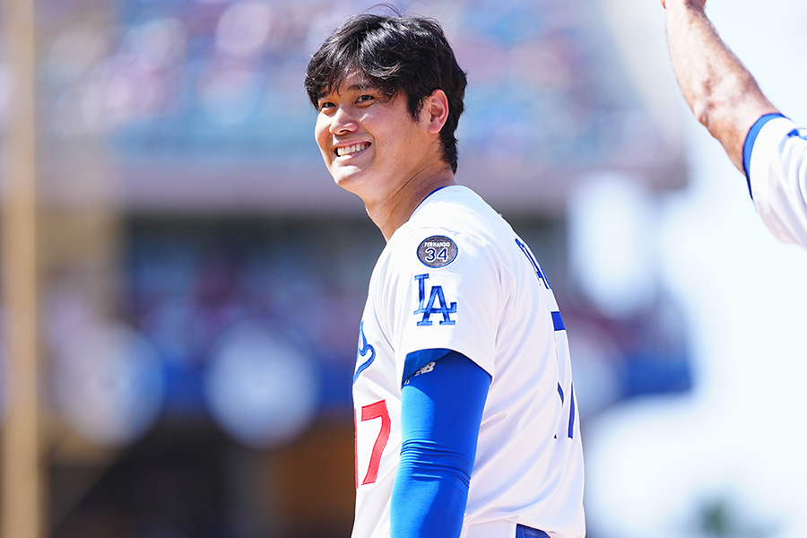 エンゼルス戦に出場したドジャース・大谷翔平【写真：荒川祐史】