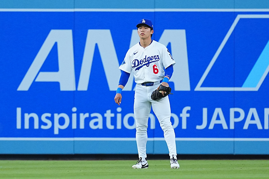 Dバックス戦に出場したドジャースのキム・ヘソン【写真:荒川祐史】