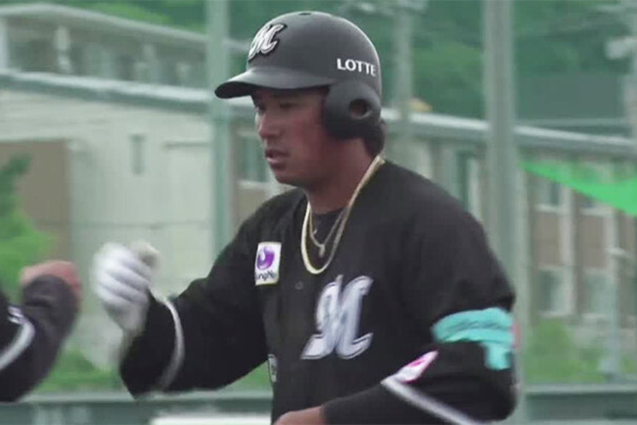 楽天戦に出場したロッテ・愛斗【画像：パーソル パ・リーグTV】