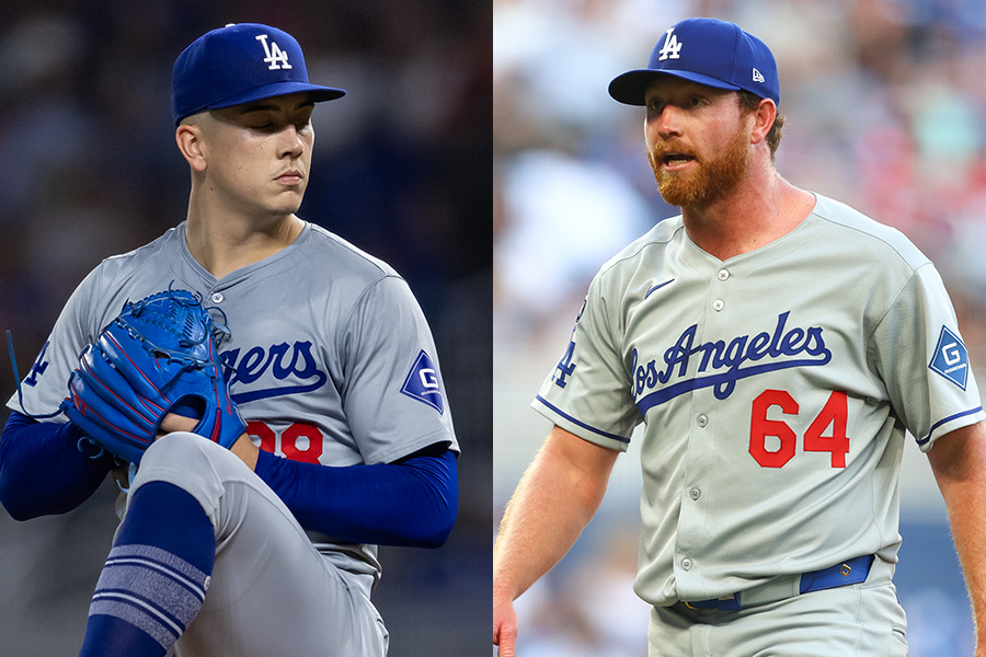 ドジャースのボビー・ミラー（左）とマット・サウアー【写真：Getty Images】