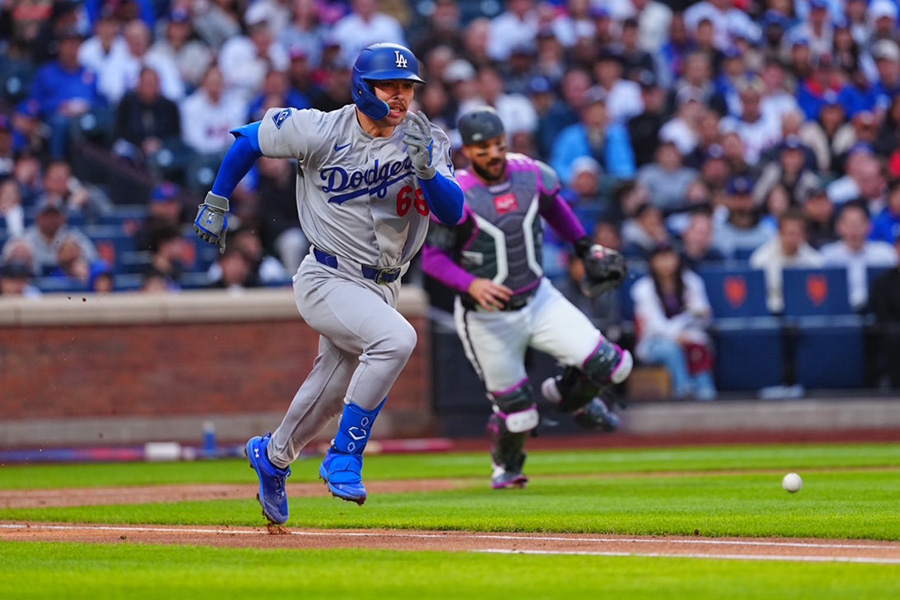 メッツ戦に出場したドジャースのダルトン・ラッシング【写真：荒川祐史】