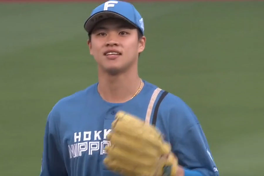 楽天戦に登板した日本ハム・孫易磊【画像:パーソル パ・リーグTV】