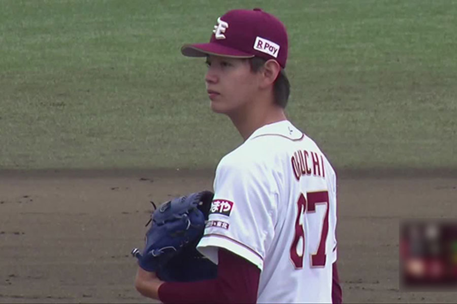 ロッテ戦に先発した楽天・大内誠弥【画像：パーソル パ・リーグTV】