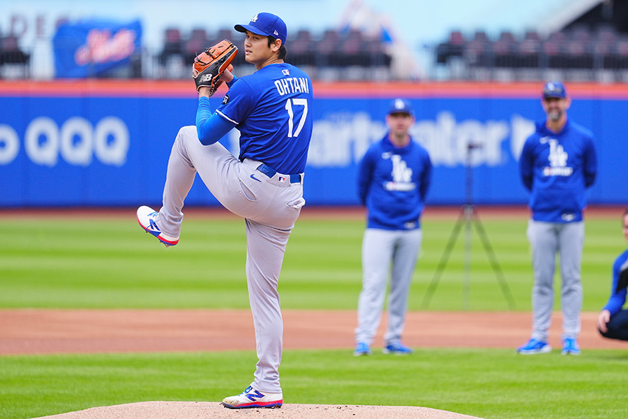 ライブBPに登板したドジャース・大谷翔平【写真：荒川祐史】